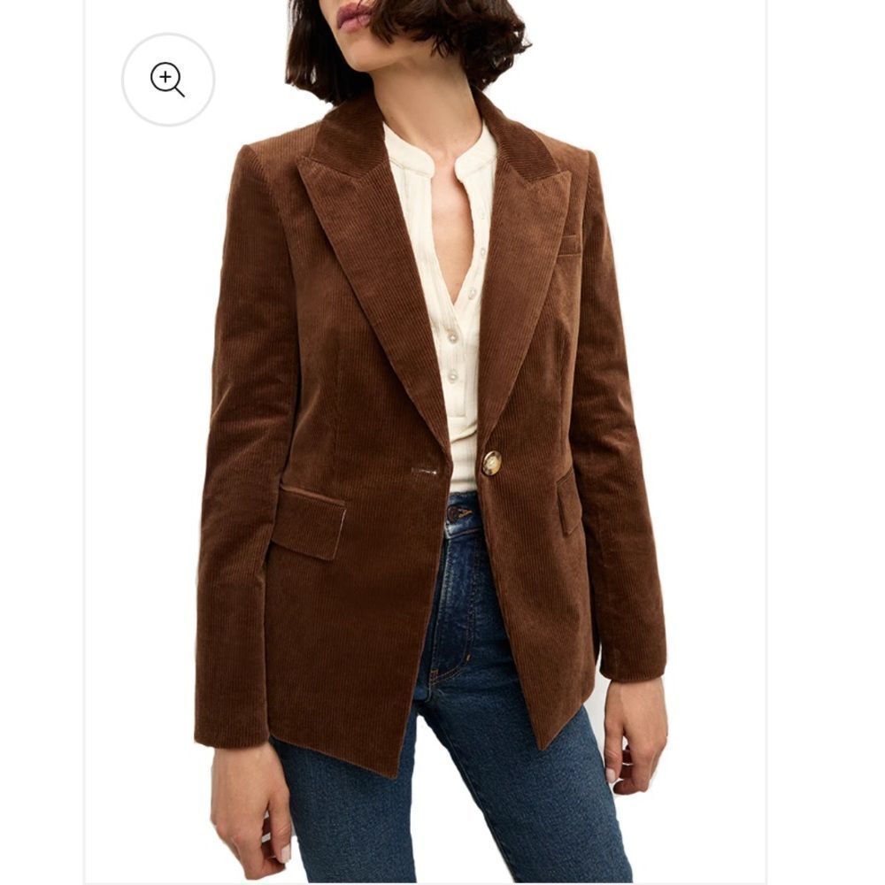 Veronica Beard Reagan Corduroy Dickey Jacket Dark Cocoa 0